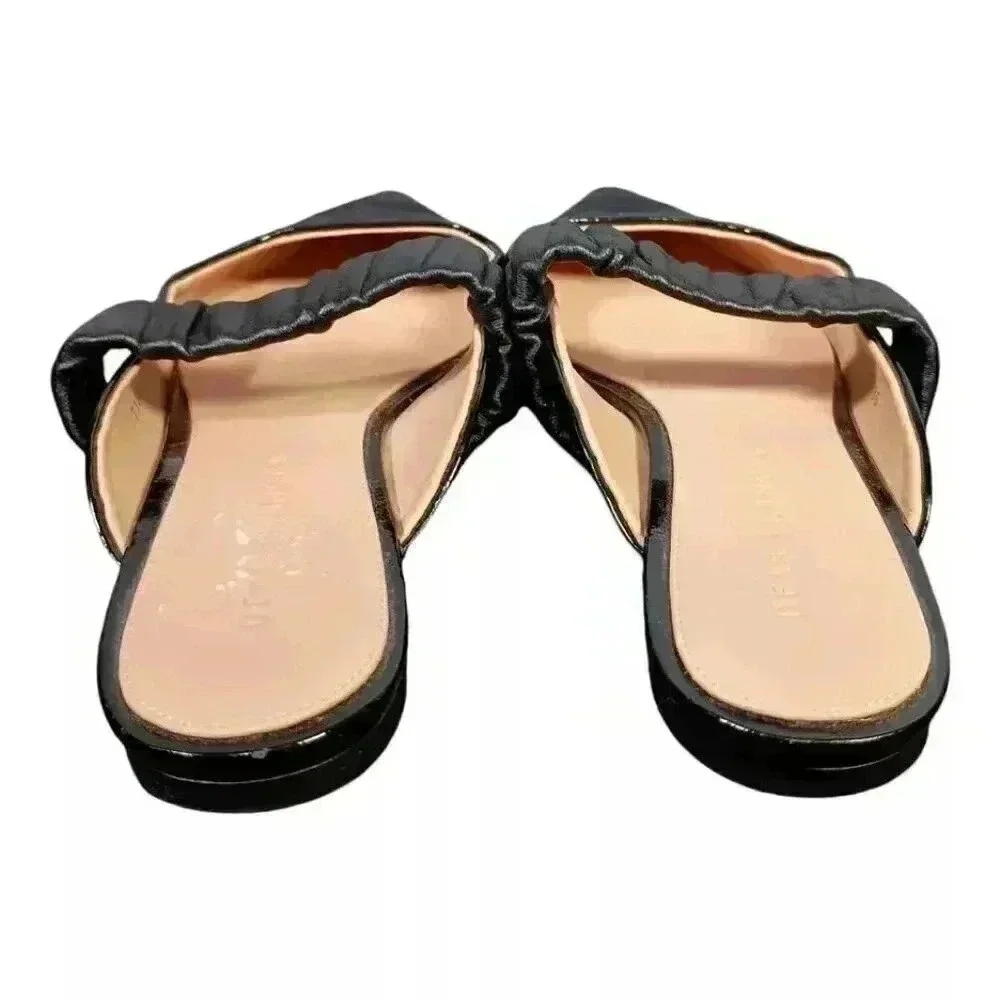 Dear Frances Slide Flats Pointed Toe Black Leather Women's 36/US 6